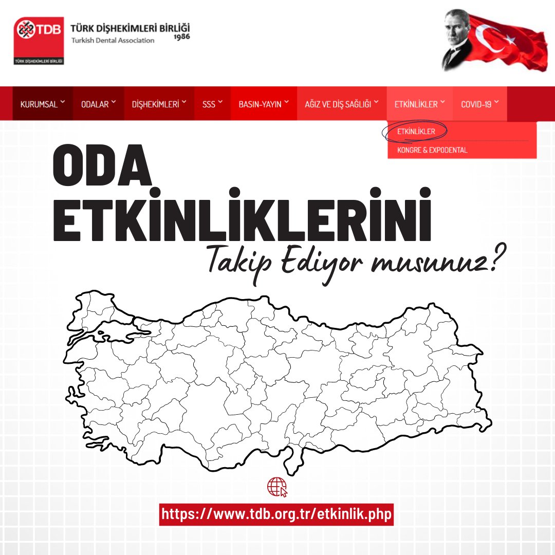 ODA ETKİNLİKLERİNİ TAKİP EDİYOR MUSUNUZ? tdb.org.tr/etkinlik.php #türkdişhekimleribirliği #turkdishekimleribirligi #diş #sağlık #dişhekimi #tdbhaber #tdbd #dişhekimliği #TDBÖğrenciKolu #TDBOdaları #DişhekimleriOdaları #DişhekimliğiEtkinlikleri #Etkinlik