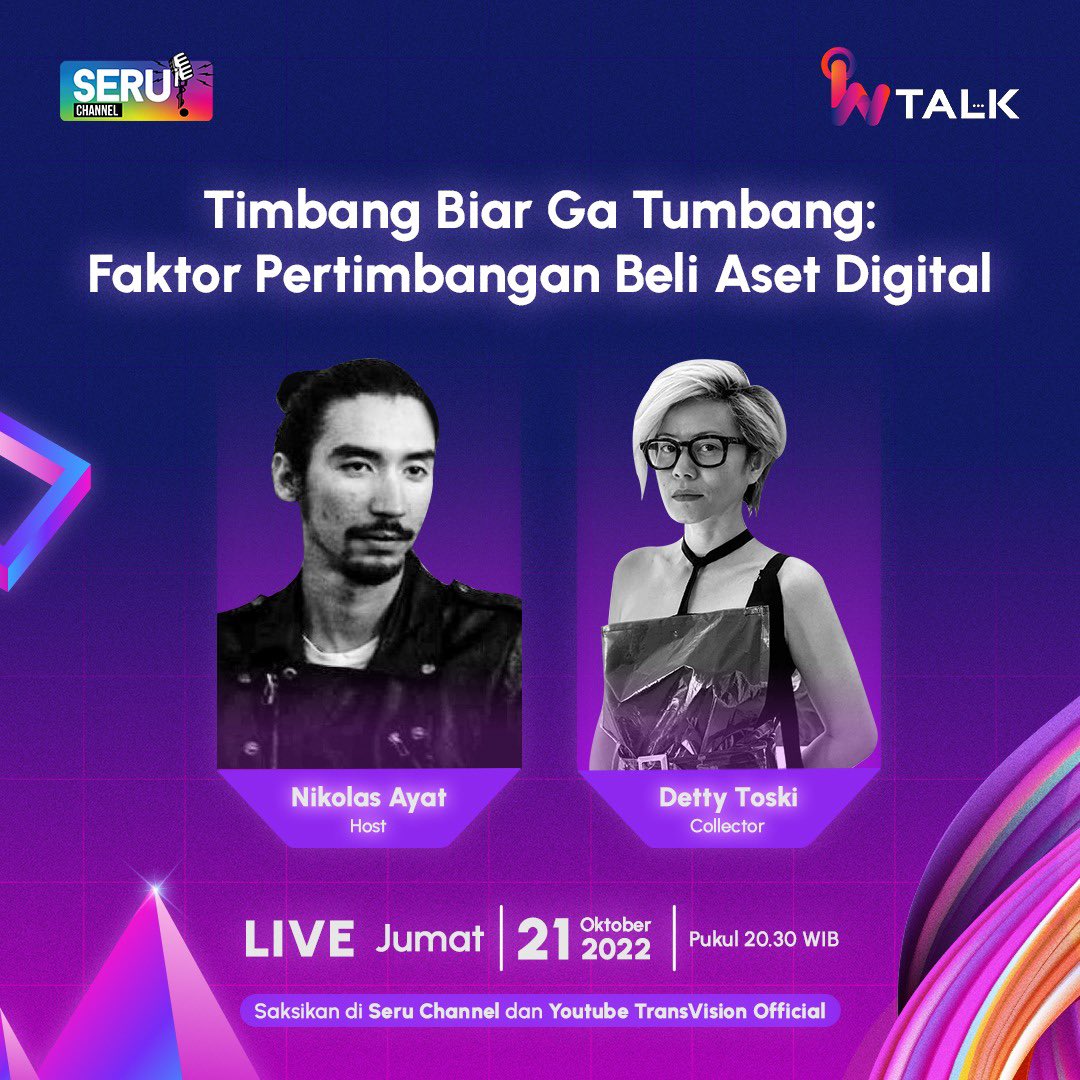 trinviofficial's tweet photo. "Timbang biar ga tumbang: Faktor pertimbangan beli aset digital" dan dapatkan airdrop #NFT +62Sails.
🗓️ 21 Okt 2022
⏰ 20.30 WIB
📺 Channel 333 TransVision
🔴 Youtube https://t.co/gag4mNtYRF
#Intalk #trinvi #crypto #investasi #asetdigital #teknologi #transvision #seruchanneltrv https://t.co/FCaqTbjKQG