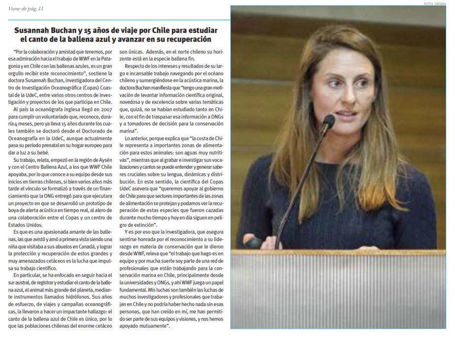 Dos investigadoras  y un investigador de la <a href="/udeconcepcion/">Universidad de Concepción</a> fueron reconocidos como "Líderes para la Conservación" por la ONG <a href="/WWFChile/">WWF Chile</a> en la conmemoración de sus 20 años. Destacamos a la investigadora de <a href="/COPASCoastal/">COPAS Coastal</a> Susannah Buchan <a href="/susiebuchan/">susie</a> 
#CentrosANID