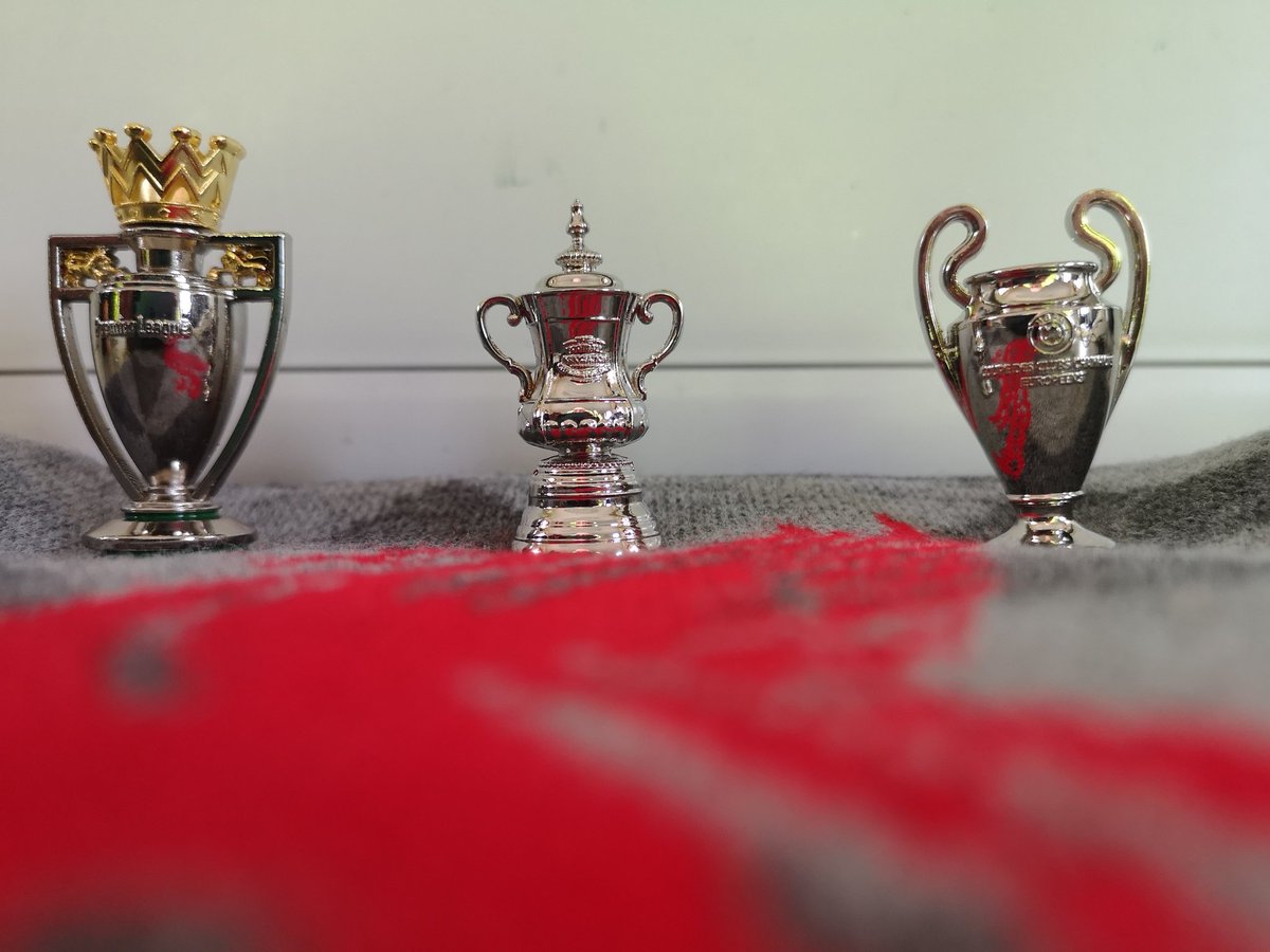 GreyK4979lfc's tweet photo. More top quality additions to my collection thanks to @PaulWilley10 @Liverpoolbadges. This time it's miniature trophies #FACupTrophy #PremierLeagueTrophy #UEFAChampionsLeagueTrophy #LFC #YNWA #PinBadgeTowers https://t.co/5jvoEMlmlj