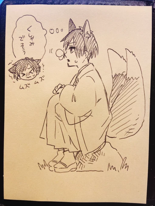 今日フロアにお留守番の時間があったのでこそこそらくがきしてた 