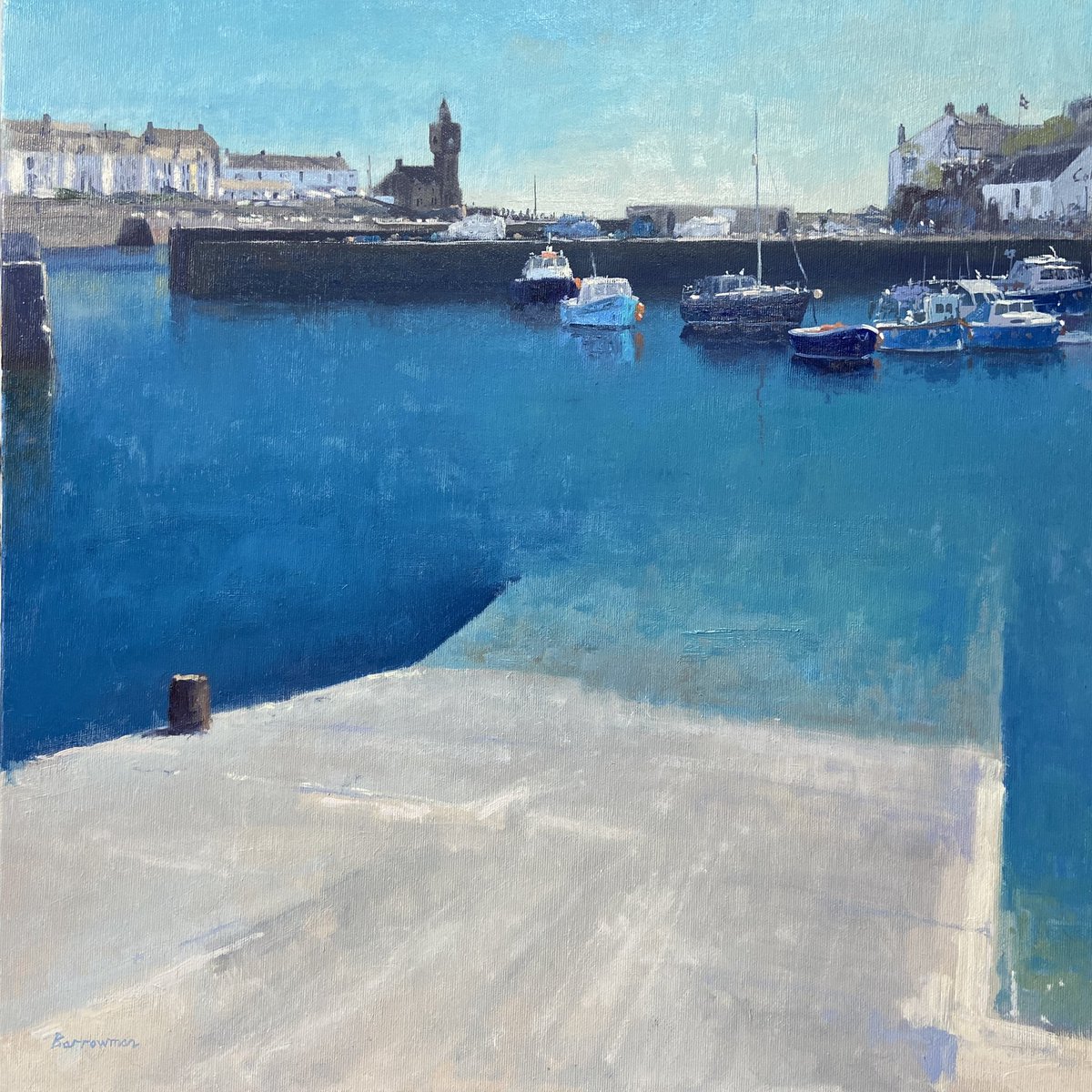 BarrowmanArtist's tweet photo. Porthleven harbour in the afternoon light of late summer. Oil on canvas 50cm x 50cm
On show at Customs House Gallery Porthleven from tomorrow 22 October 
#artist #painting #art #cornwall https://t.co/ZkSJJ0w4Y5