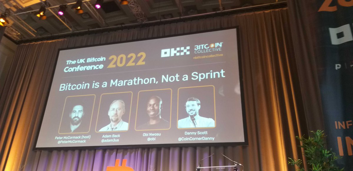 Cointelegraph's tweet photo. Who hasn't dreamt of turning rich overnight?

Experts @adam3us, @obi, and @CoinCornerDanny shared their insights in the panel "Bitcoin is a Marathon, Not a Sprint" hosted by @PeterMcCormack at @BitcoinConfUK. https://t.co/kcOac0jpvY