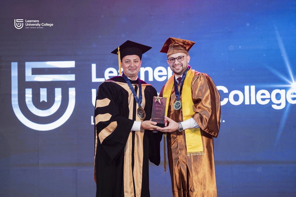 learners_edu_'s tweet photo. Thesis presentation can be a challenging task. After all your hard work, it's great to be recognized for your achievements. Congratulations on winning the best thesis presentation award, Rami Abdin.
#congrats #award #bestthesis #lucconvocation22 #convocation22 #graduation https://t.co/KlLmMBSx0c