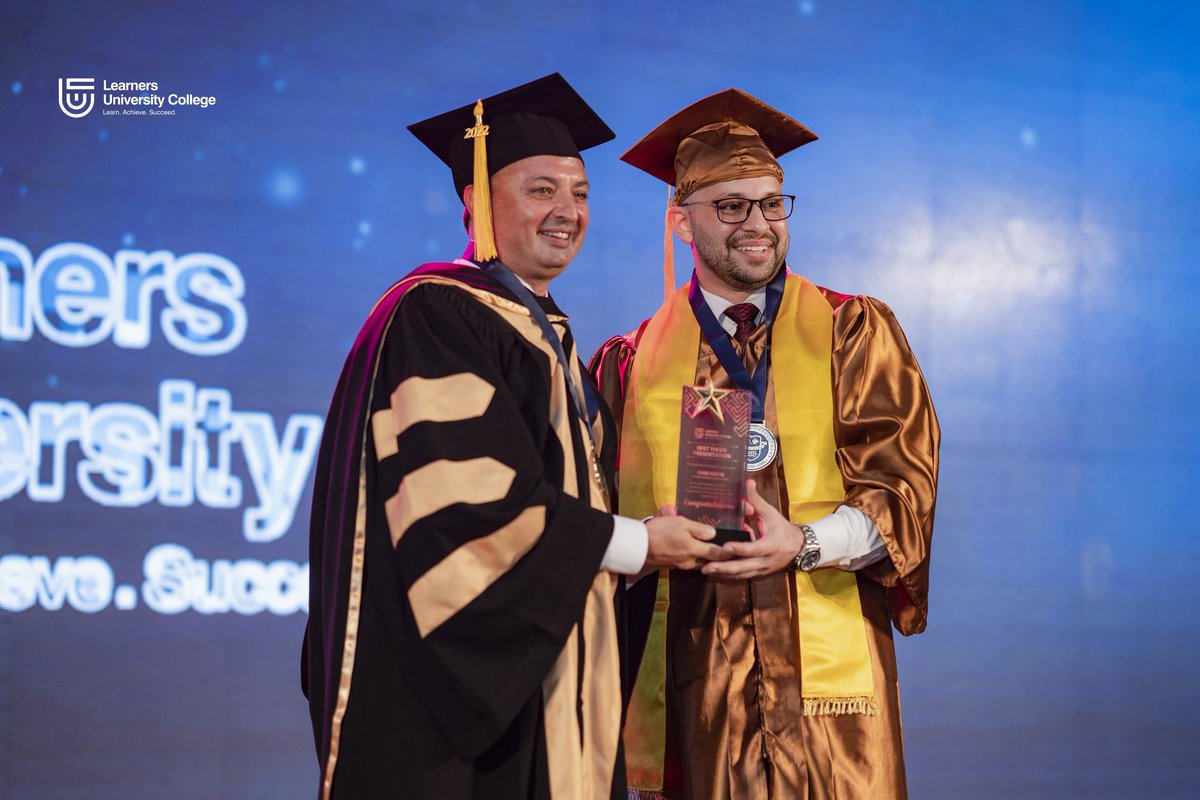 learners_edu_'s tweet photo. Thesis presentation can be a challenging task. After all your hard work, it's great to be recognized for your achievements. Congratulations on winning the best thesis presentation award, Rami Abdin.
#congrats #award #bestthesis #lucconvocation22 #convocation22 #graduation https://t.co/KlLmMBSx0c