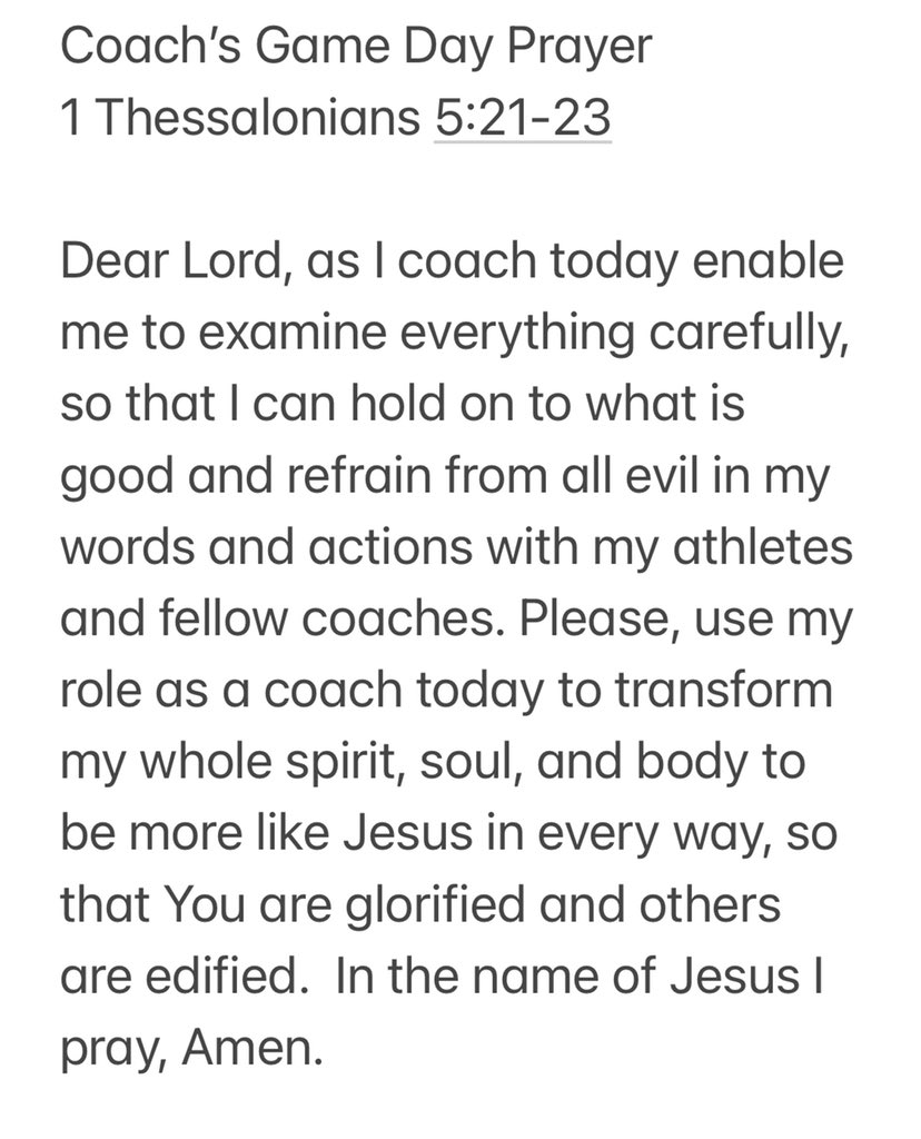 FCA Football Coaches Game Day Prayer for those coaching today.
