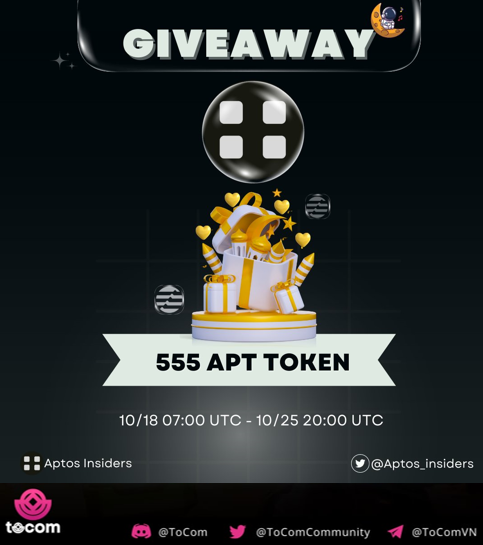 ToCom Community (@tocomcommunity) on Twitter photo 🎯AIRDROP 555 TOKEN $APT #AptosEcosystem
Log in #twitter
Step 1: Follow Twitter <a href="/Aptos_insiders/">Aptos Insiders</a>
Step 2: Like, Retweet & Tag 5 friends 👉 x.com/Aptos.../statu…
Step 3: discord.gg/vjwuckFzqc
Step 4: t.me/Aptos_insiders
Submit 👉 t.me/Aptos_insiders…
#Airdrop #Giveaway 🎯AIRDROP 555 TOKEN $APT #AptosEcosystem
Log in #twitter
Step 1: Follow Twitter <a href="/Aptos_insiders/">Aptos Insiders</a>
Step 2: Like, Retweet & Tag 5 friends 👉 x.com/Aptos.../statu…
Step 3: discord.gg/vjwuckFzqc
Step 4: t.me/Aptos_insiders
Submit 👉 t.me/Aptos_insiders…
#Airdrop #Giveaway