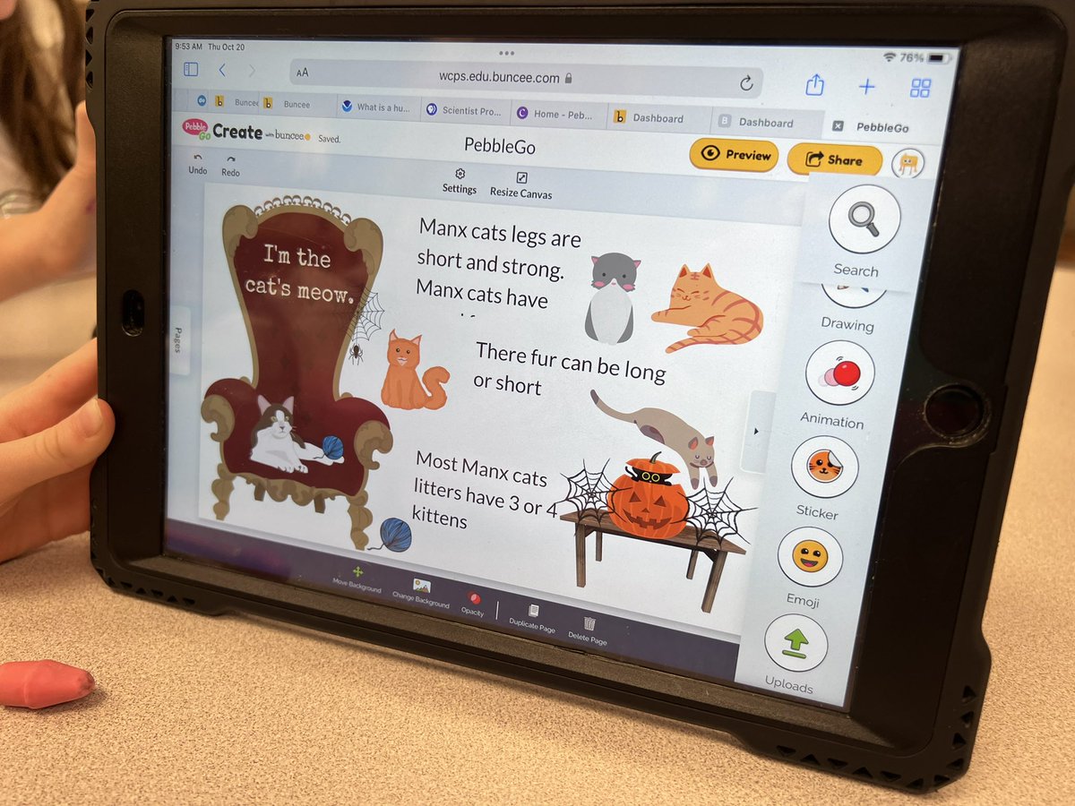 AnnKAnders's tweet photo. Loved seeing our engaged researchers showcase their creativity @CapstonePub #PebbleGoCreate A great visit @theTribrarian @WCPS_LMS 🐈⬛ https://t.co/D4ea8onTFm