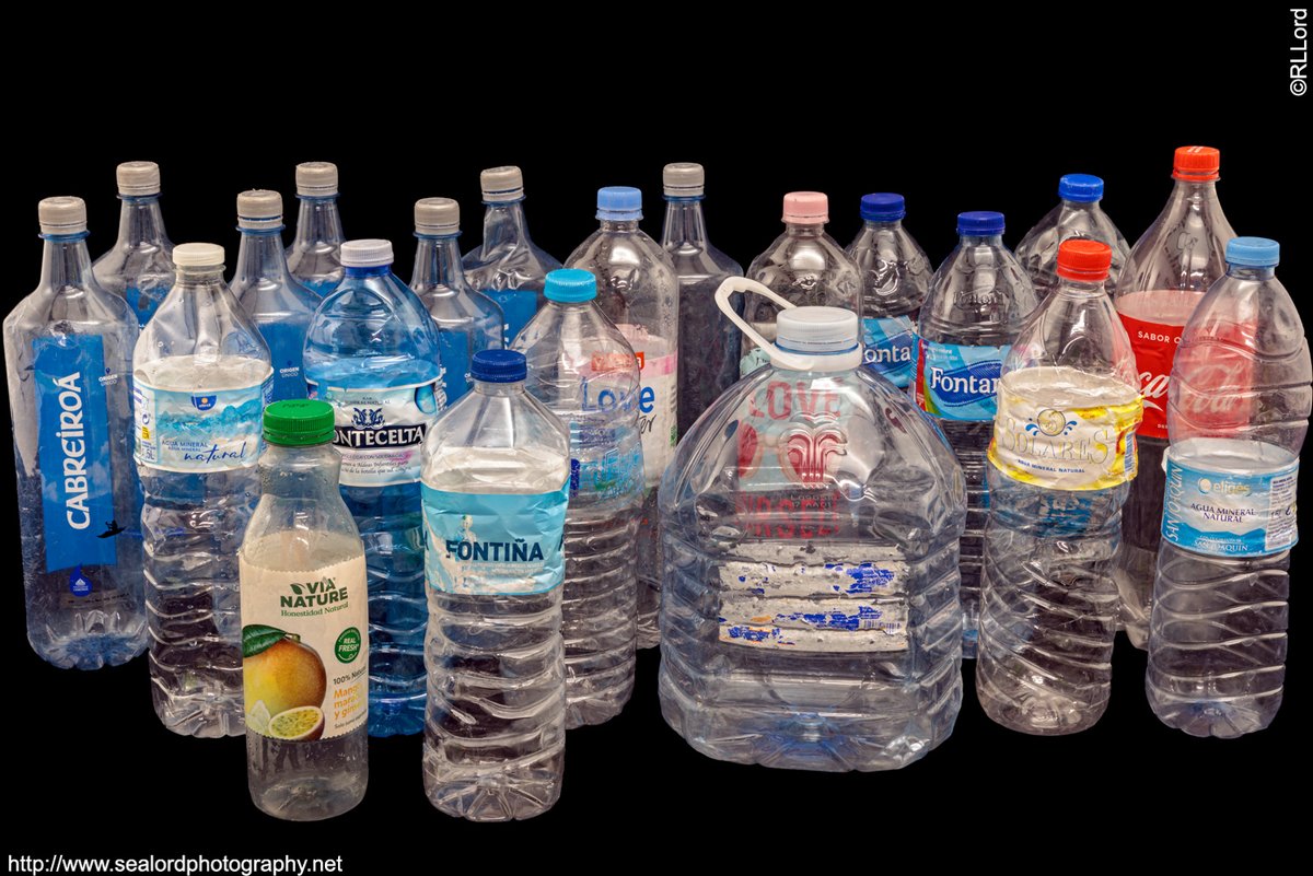 marinelittergu1's tweet photo. A small collection of plastic bottles from Spain that have washed up on the Guernsey shore. https://t.co/Lj36a823Pk