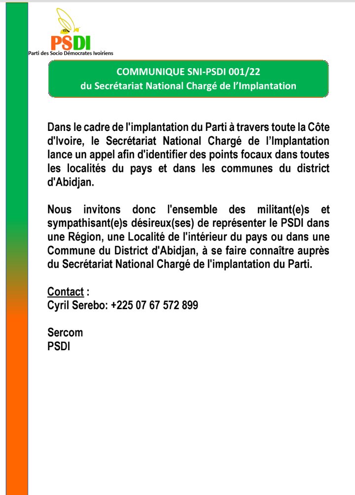 Psdi_Officiel's tweet photo. Le PSDI avance...
#Politique 
#Psdi https://t.co/uqBj8W9eJa