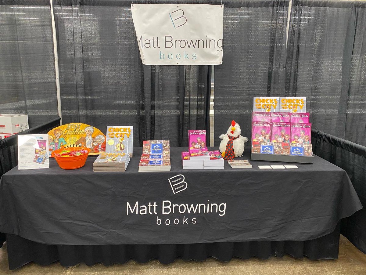 mattbrowning's tweet photo. The #WVBookFest begins today! Come see me in the Festival Marketplace for signed copies of #BookstoreExplorer, Chicks and the City and The Golden Girls Reference Guide! Fri 11:30-6:30/Sat 8-5. @WVBookFestival @Lyons_Press https://t.co/2ccuGZ6Stk