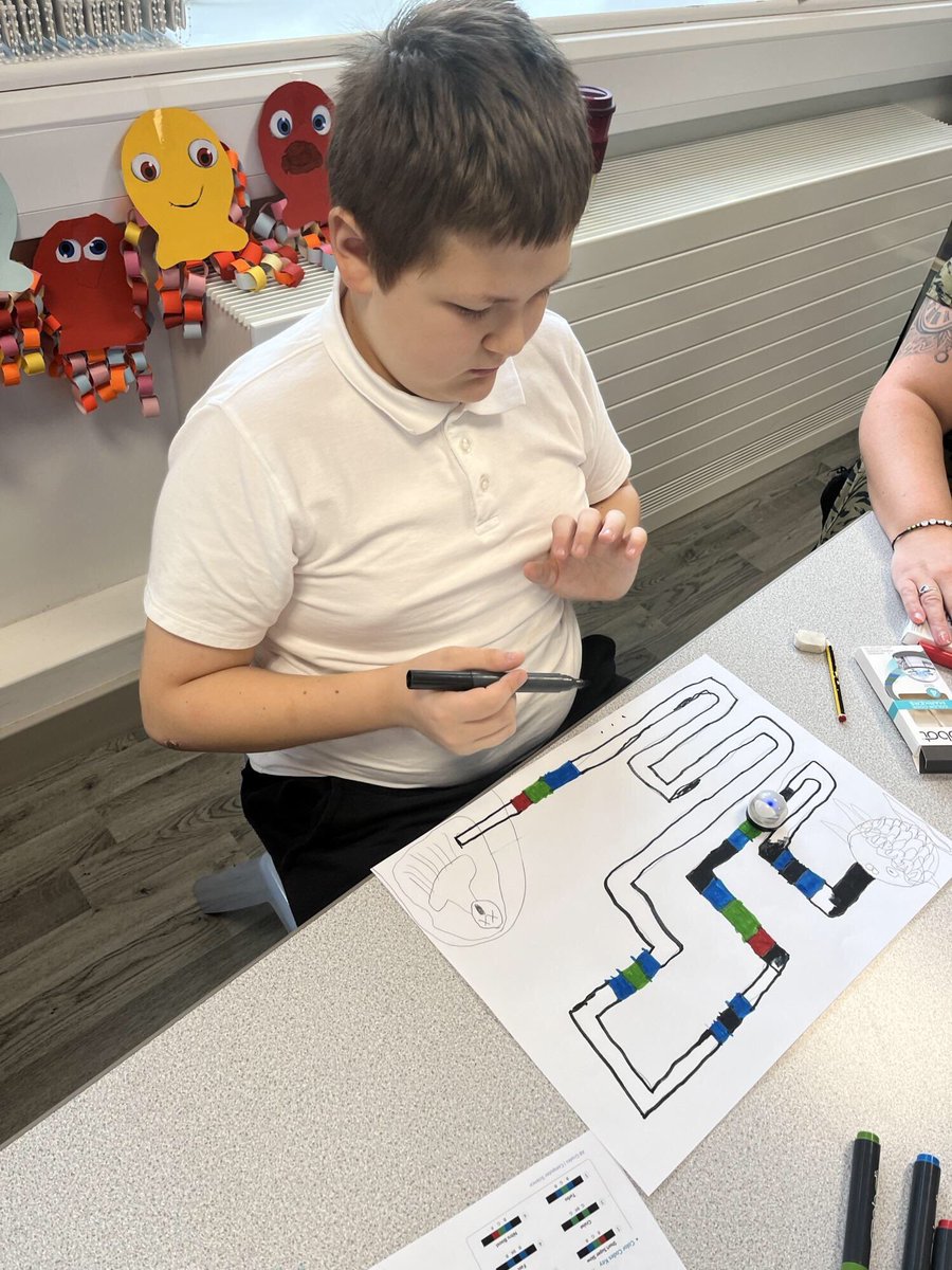 islwynsrb's tweet photo. Cynon have completed activities based on the Rainbow Fish. We chose creatures to research before using @Ozobot to find a pathway to the Wise Octopus’ cave. #themedlearning #linkstoreading https://t.co/avaajfD7In