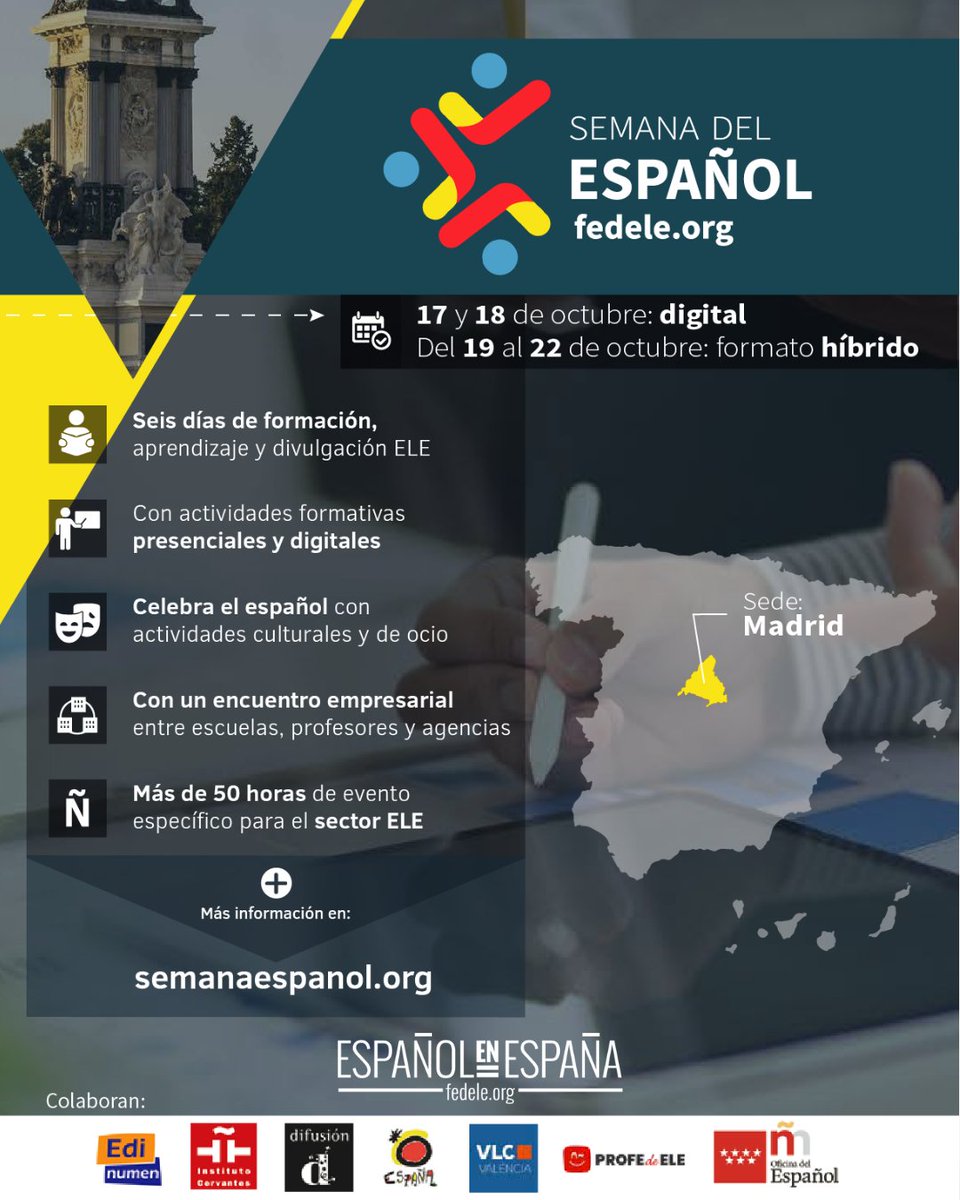 Participamos en la Semana de Español organizada por Fedele Federación de Escuelas, un evento que reúne todos los perfiles del sector de enseñanza de español como lengua extranjera.

#semanaespañol22 #deblacursosdeespañol #fedele 
#educación #turismo #idiomas #turismoidiomatico