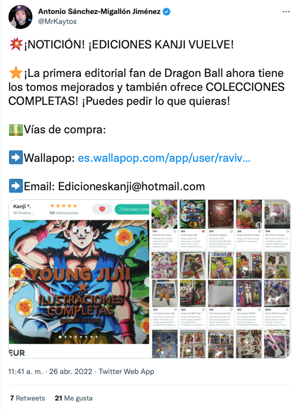 ManoleteMcClane's tweet image. Una duda @PlanetadComic, estos mangas que vende Ediciones Kanji son legales? Hay fanficts y mangas oficiales de Dragon Ball Super. Es que no quiero comprar nada ilegal, pero lo anuncia @MrKaytos que parece de fiar, ya que trabaja en @Hobby_Consolas, @Misiontokyo y @DerekPadula.