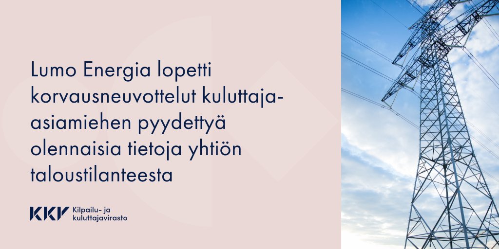 Kuluttaja-asiamies ei saanut Lumo Energialta riittäviä tietoja, joiden pohjalta olisi voinut vakuuttua siitä, että yhtiön tarjoama korvaus on kuluttajille kohtuullinen.

Lue lisää tiedotteestamme👇

kkv.fi/ajankohtaista/…