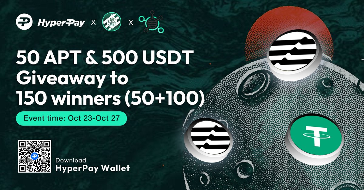HyperPay (@hyperpay_tech) on Twitter photo 🎉HyperPay together with <a href="/AptosEcosystems/">Aptos Ecosystem</a> & <a href="/AptosMaster/">Aptos Community 💚</a> are giving away:
🏆 50 #APT & 500 USDT
⏲️End on Oct 27
To join:
Download HyperPay wallet>switch to Web3 wallet>Discover>Airdrop>Ongoing>to join>fill gleam form tasks
Come and join it now! 😍 🎉HyperPay together with <a href="/AptosEcosystems/">Aptos Ecosystem</a> & <a href="/AptosMaster/">Aptos Community 💚</a> are giving away:
🏆 50 #APT & 500 USDT
⏲️End on Oct 27
To join:
Download HyperPay wallet>switch to Web3 wallet>Discover>Airdrop>Ongoing>to join>fill gleam form tasks
Come and join it now! 😍