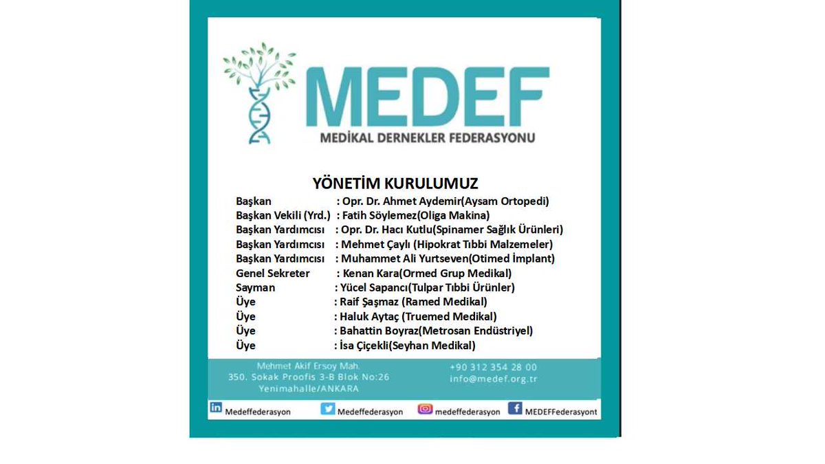 Medeffederasyon's tweet photo. Medikal Dernekler Federasyonu (MEDEF) 1.Olağan Genel Kurulunda Yeni dönem Yönetim Kurulu delegeler tarafından seçilmiştir.

Hayırlı uğurlu olsun. https://t.co/n1lXOUVnki