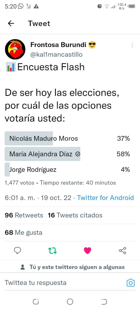 kal1mancastillo's tweet photo. Despues de haber realizado la primera fase de las Primarias Virtuales dejamos las encuestas y sus resultados como constancia de este serio trabajo.

Los ganadores en esta primera fase fueron:

📊Diosdado Cabello Rondon
📊Rafael Alejandro Lacava
📊María Alejandra Díaz https://t.co/b65BgFDG4L