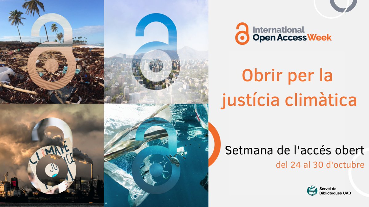 bibliotequesUAB's tweet photo. 🚨Ja us heu apuntat a les xerrades que hem organitzat per la Setmana Internacional de l'Accés Obert? Corre, que s'acaben les places!🏃🏼♀️⌛️
#OpenAccessWeek #OAWeek #OpenForClimateJustice #bibliotequesUAB #CienciaObertaUAB #OAW2022
🧵Fil! https://t.co/IZ3oFmz2yS