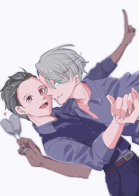 これだいぶ初期の絵なんだけど好み変わってないね〜勇利くんがエスコートするシチュ好きDVD一巻と最終巻でエスコート役が変わるエピソードほんと大好き 