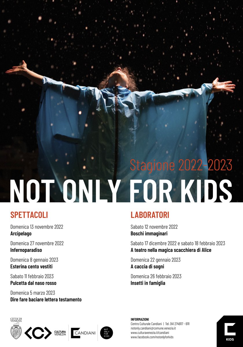 cultve's tweet photo. #NotOnlyforKids
Ripartono le attività della sezione che il #CentroCandiani dedica ai bambini, alle scuole e alle famiglie.
➡ https://t.co/M9DKZwky58
@comunevenezia https://t.co/YqSdOgAQLt