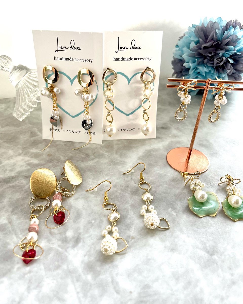 染めビーズ ハンドメイドピアス 20 ハンドメイドピアス 手染めビーズ