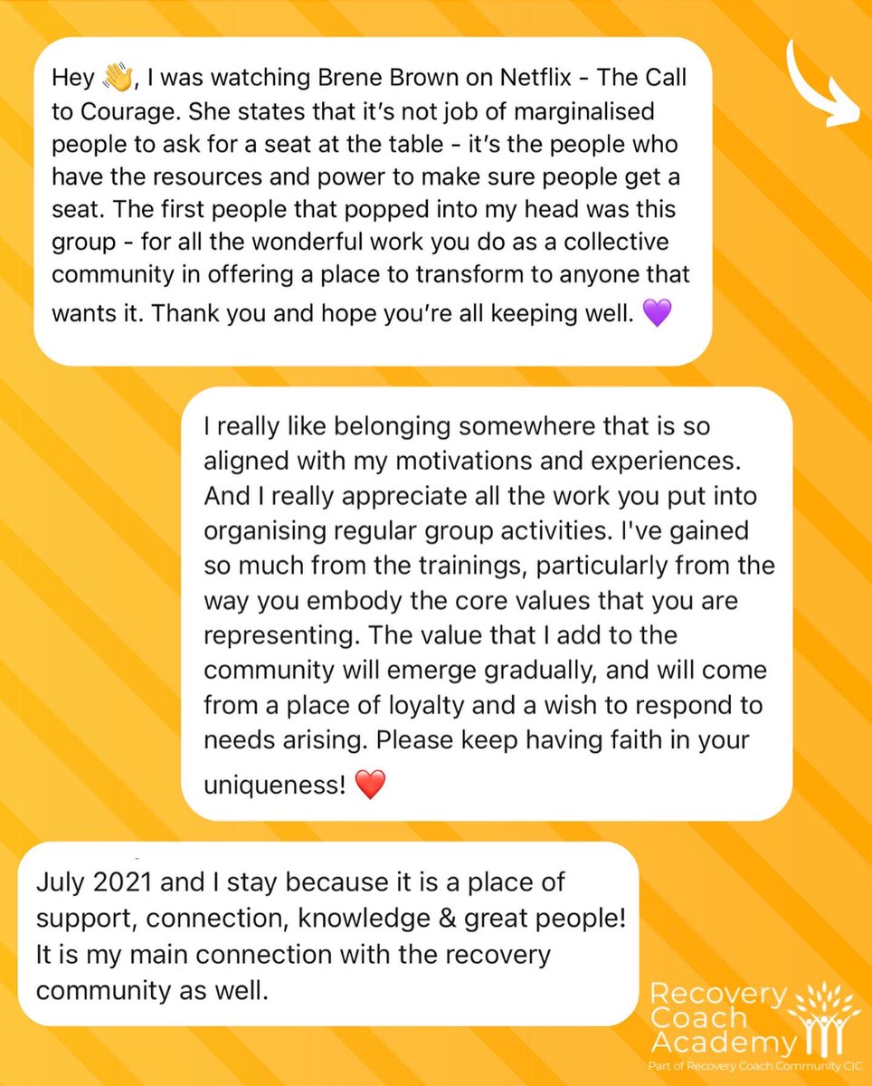 Training_RCA's tweet photo. Happy Friday🤗 We wanted to share the love with you that we see everyday in our #RecoveryCoachCommunity 💜 No matter who you are, what you do, what you have been through… WE ALL need safe spaces where we feel like we belong♥️ This is what is looks like when we put #RecoveryFirst https://t.co/k4f925C9NQ