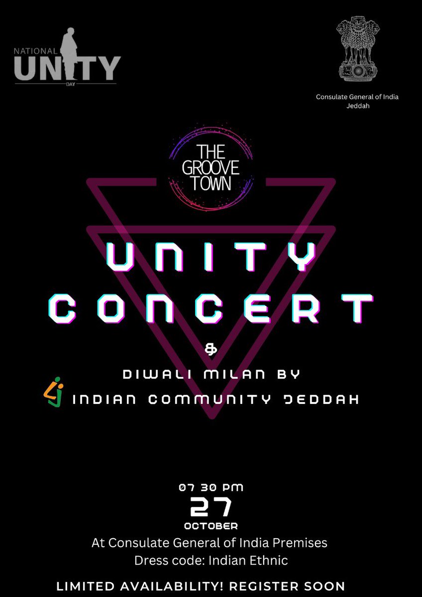 CGIJeddah's tweet image. Unity Day and Diwali Milan in Consulate General of India, Jeddah.

🎼🎼🎼
Register here 👇

forms.gle/dkk7jfiN3pj7vJ…

You will receive a pass on your Email ID after registration. 

Limited Numbers 

First come-first-serve

@MEAIndia @IndianDiplomacy 
#UnityDay2022 
#Diwali