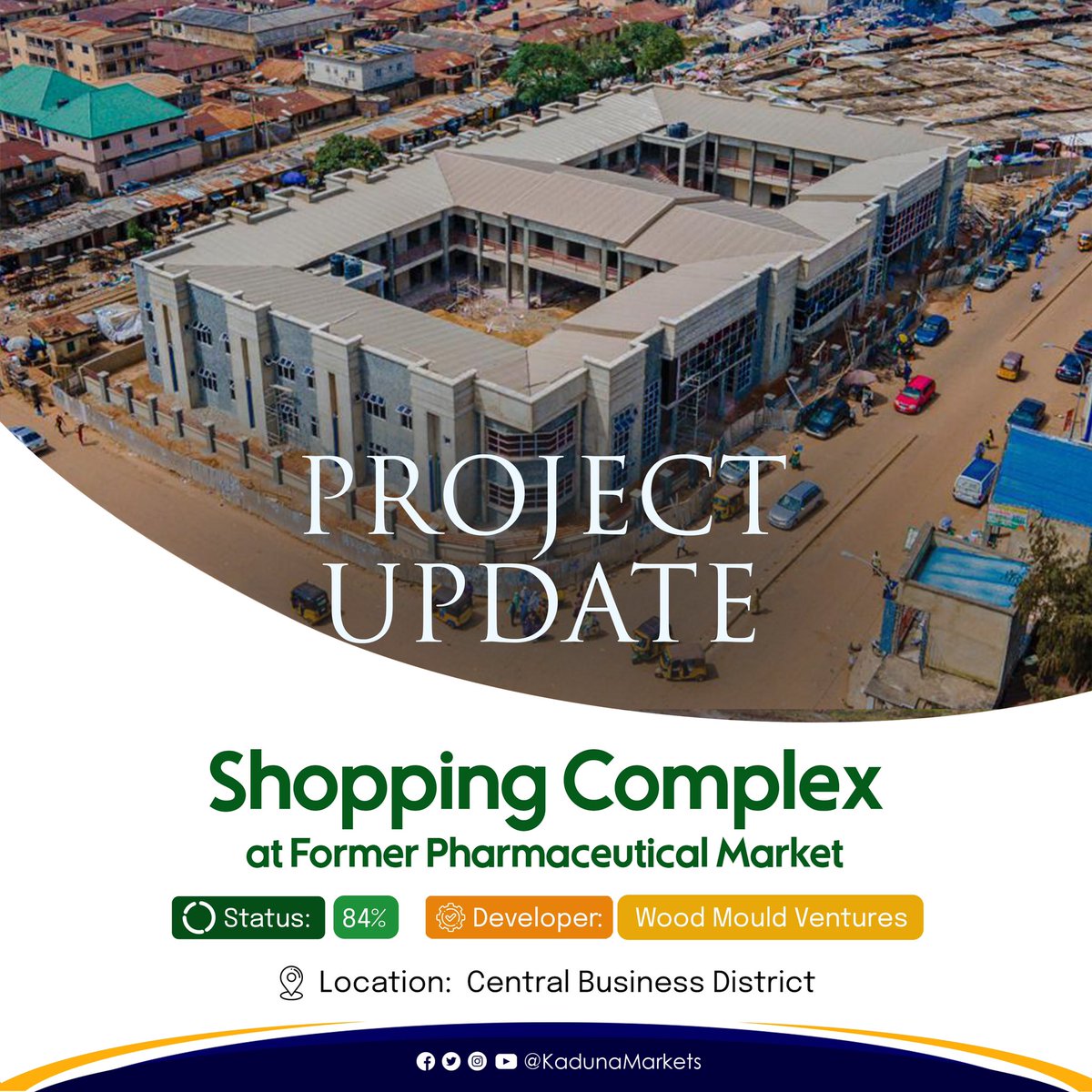 KadunaMarkets's tweet photo. PROJECT UPDATE: Shopping Complex (Former Pharmaceutical Market)
Status: 84% Complete
Developer: Wood Mould Ventures
It is a well designed commercial hub that contains 105 luxury shops of different sqm sizes.
#Shopsforall @tnandul @YemieBakare @GovKaduna Gov @elrufai https://t.co/VLCTvgDhTb