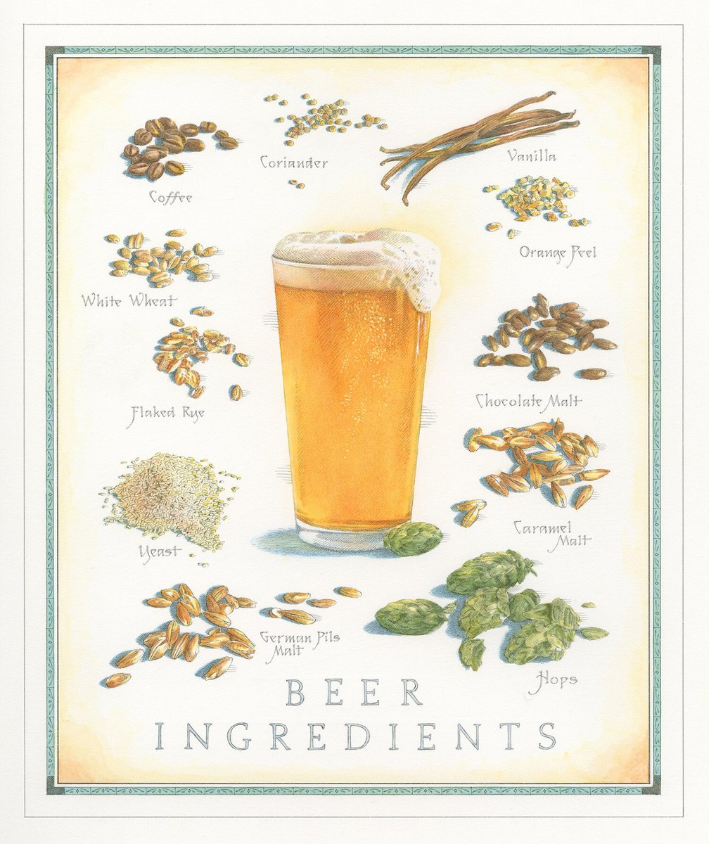 Anatomy of a beer, perfect for your Friday. Illustrated by a connoisseur of finer things, John Burgoyne's style transcends. John has illustrated maps... #illustration #foodillustration #realisticillustration #beverageillustration #beer #alcohol #johnburgoyne #workbookillustration