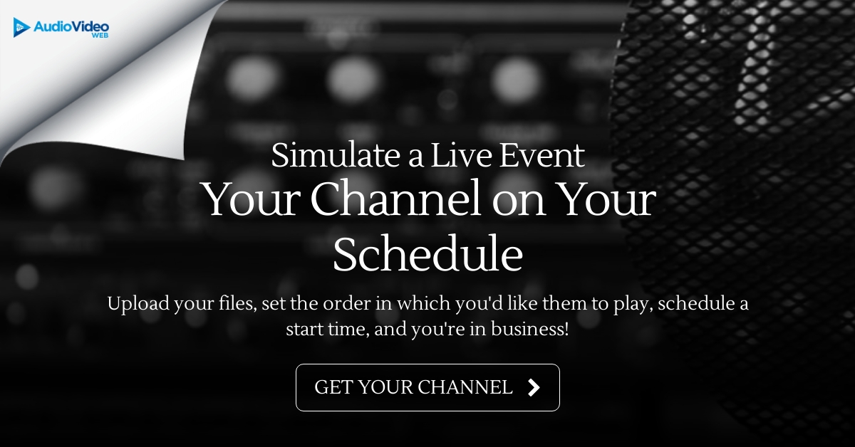 Avwebstreaming's tweet image. Create your own channel that plays on your schedule. Give it a test drive with a Free Trial.

audiovideoweb.com/services-simul…