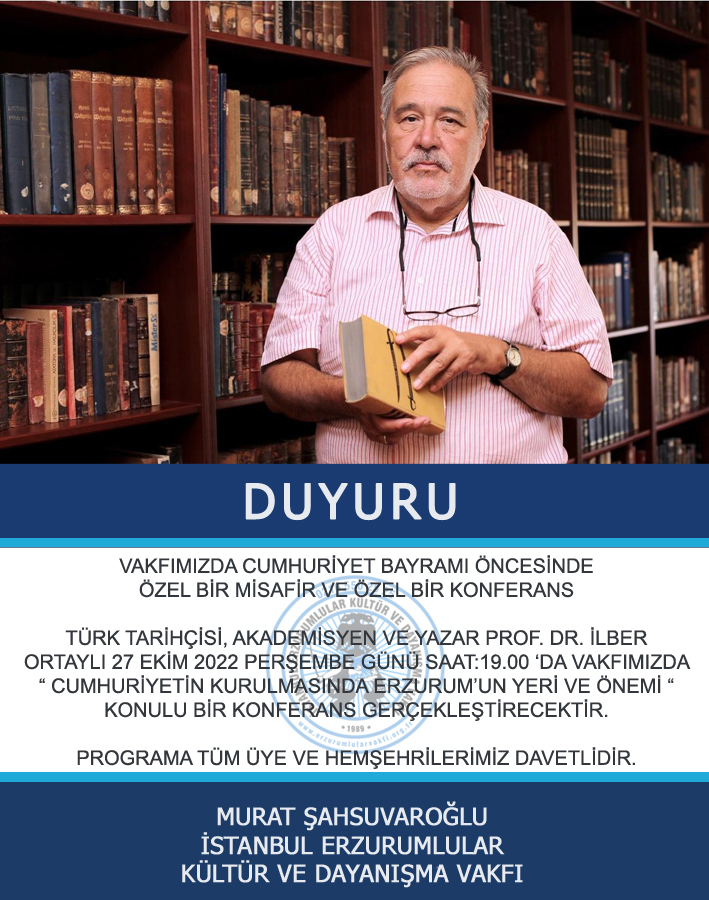isterzvakfi's tweet photo. VAKFIMIZDA CUMHURİYET BAYRAMI ÖNCESİNDE  ÖZEL BİR MİSAFİR VE ÖZEL BİR KONFERANS 

TÜRK TARİHÇİSİ, AKADEMİSYEN VE YAZAR PROF. DR. İLBER ORTAYLI 27 EKİM 2022 PERŞEMBE GÜNÜ SAAT:19.00 ‘DA VAKFIMIZDA... @msahsuvarogluu
@naketeci
@huseyinunes
@BilginAkin
@ozkayahuseyin25
@AtalarRuchan https://t.co/6oThDpjUbs