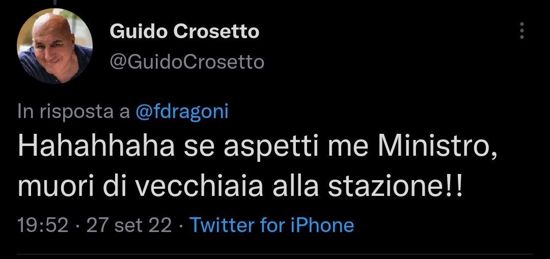 testadecasso's tweet photo. @GuidoCrosetto porcatroia https://t.co/dMJrUQQt14