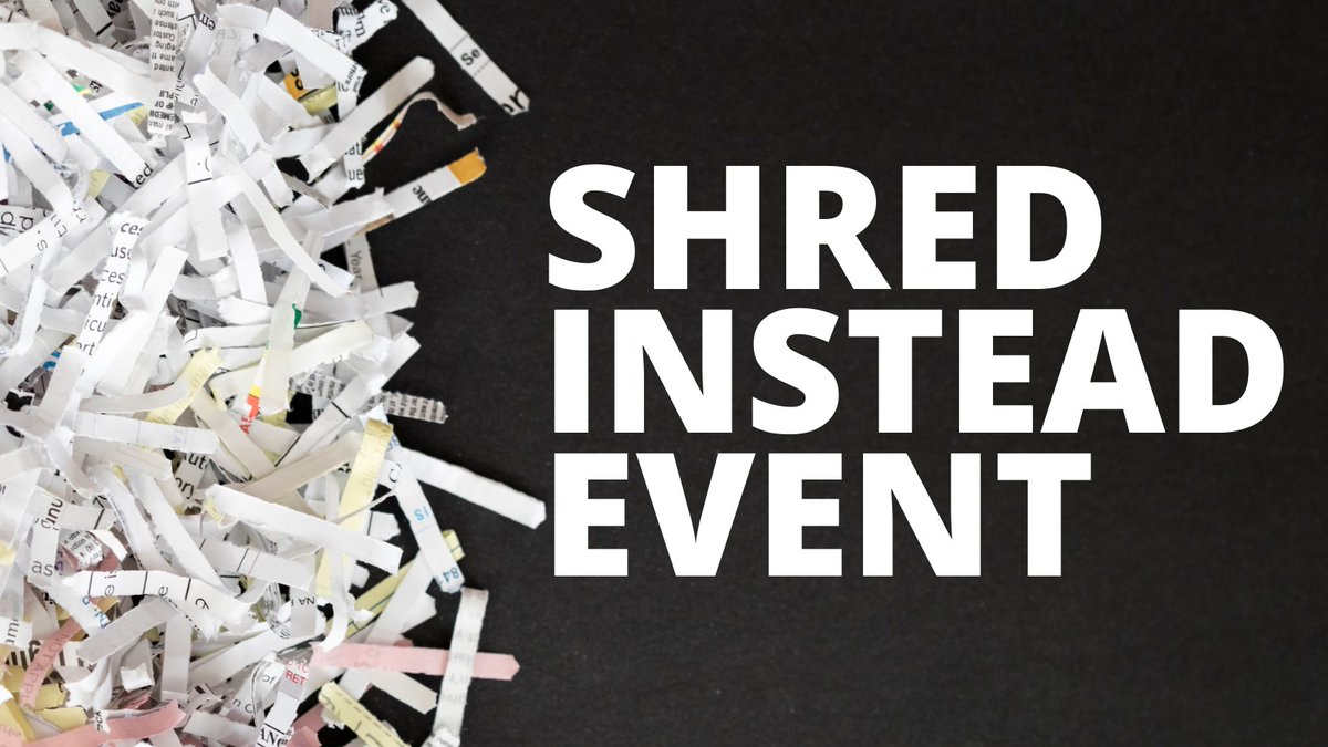 We're hosting a free Shred Instead event on Oct. 22 from 10 a.m.-2 p.m. Bring your sensitive documents to be shredded: 450 Cowie Hill Road, Halifax Halifax Water office Max 3 boxes per household. Residential only, no business waste.