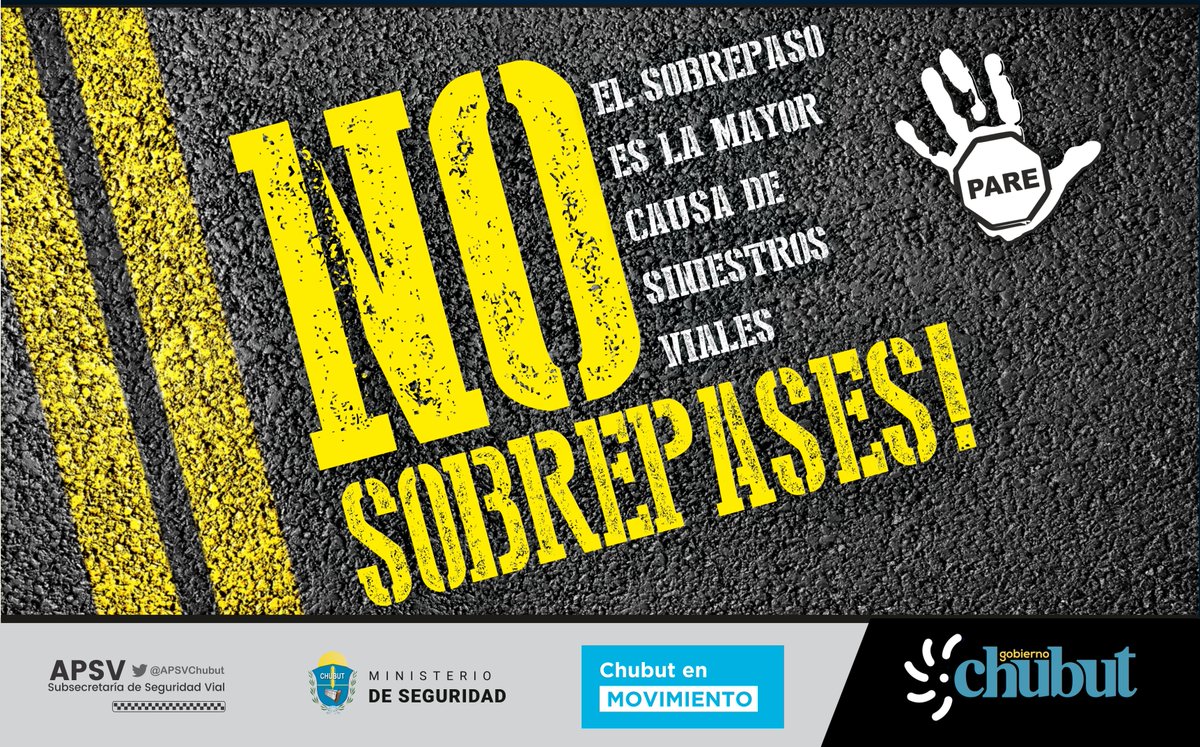 APSVChubut's tweet image. GOBIERNO DEL CHUBUT
MINISTERIO DE SEGURIDAD
Subsecretaría de Seguridad Vial | #APSV

La doble línea amarilla indica que NO se puede realizar el sobrepaso de otro vehículo. Jamás hay que hacerlo en una curva o en subida, ya que no se percibe si viene alguien en sentido contrario.