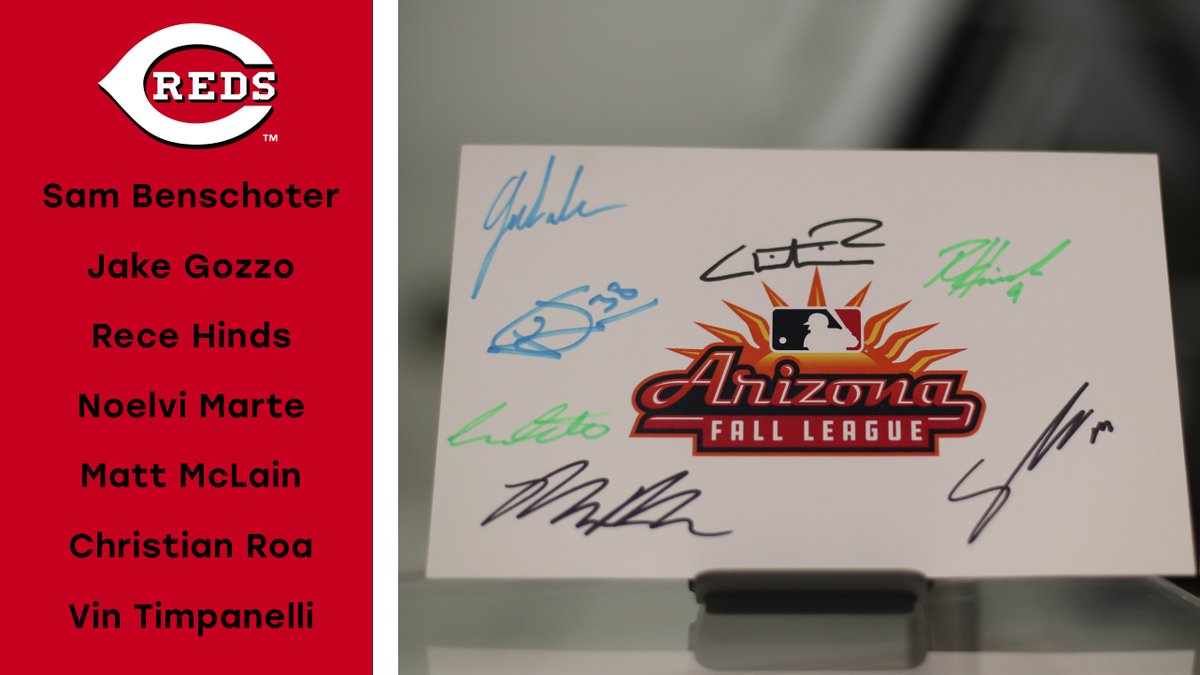 MLB Pipeline (@mlbpipeline) on Twitter photo Hey <a href="/Reds/">Cincinnati Reds</a> fans, how about a giveaway?
Followers of @mlbpipeline and @MLBAzFallLeague can RT for a chance to win this card with autographs from all 7 of Cincy's AFL participants! Hey <a href="/Reds/">Cincinnati Reds</a> fans, how about a giveaway?
Followers of @mlbpipeline and @MLBAzFallLeague can RT for a chance to win this card with autographs from all 7 of Cincy's AFL participants!