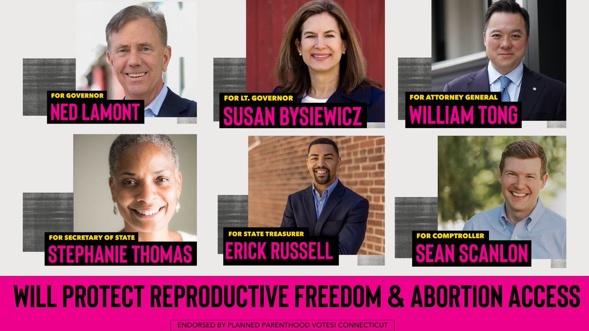 Connecticut's constitutional officers make decisions that impact our rights, our health, and our lives — that's why we need to elect champions who will fight for reproductive freedom! Let's #TakeControl and get out the vote for these candidates on November 8.