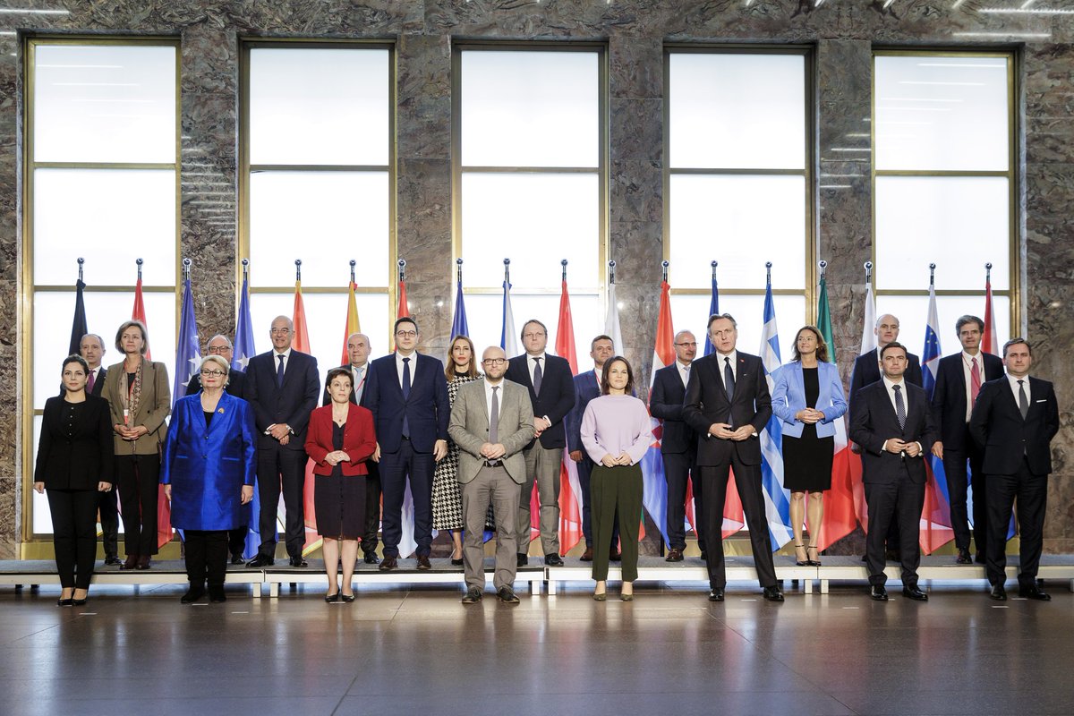 MFASerbia's tweet photo. FM #Selakovic 🇷🇸 participated at the #WesternBalkans Conference organized by @GermanyDiplo 🇩🇪 today in #Berlin. The upcoming Western #Balkans Summit, energetics, migrant crisis, #EU 🇪🇺 integration of the Western Balkans, cyber security and regional market among topics. https://t.co/5bG8Ea6Can