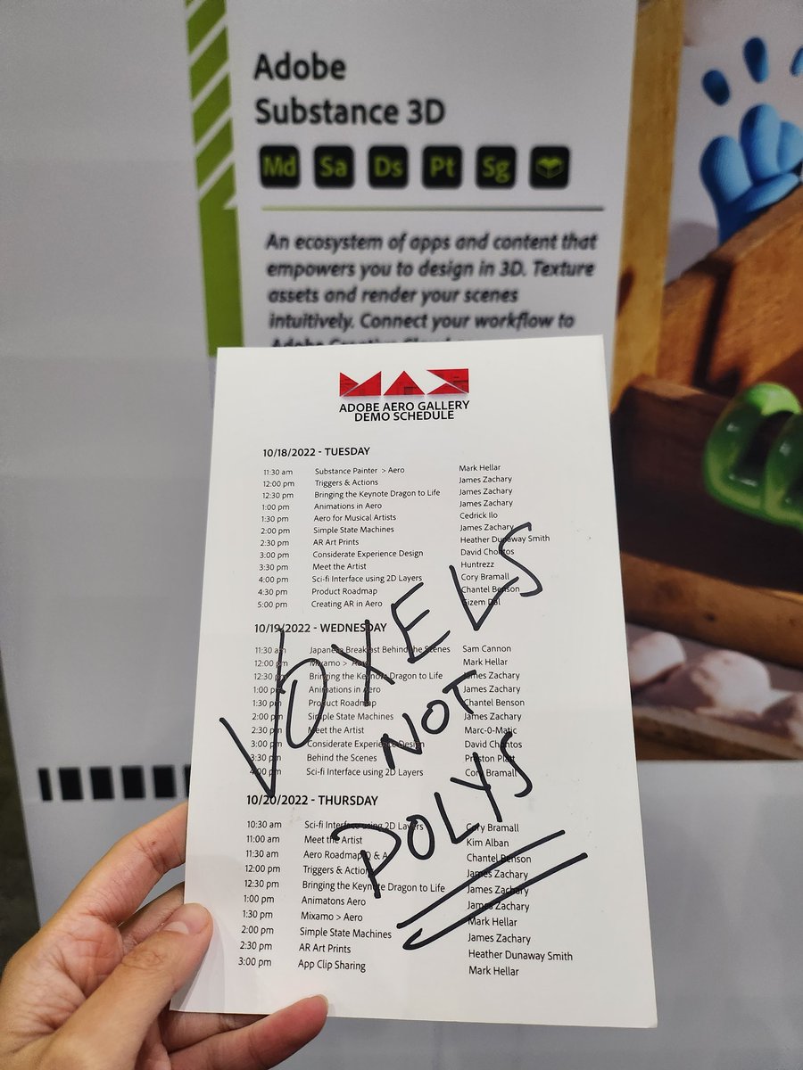 Good morning, good evening and goodnight. #AdobeMAX2022 was an incredible success. Also who was asking about #Substance3DModeler?? Thanks for leaving this note. #voxelsnotpolys.