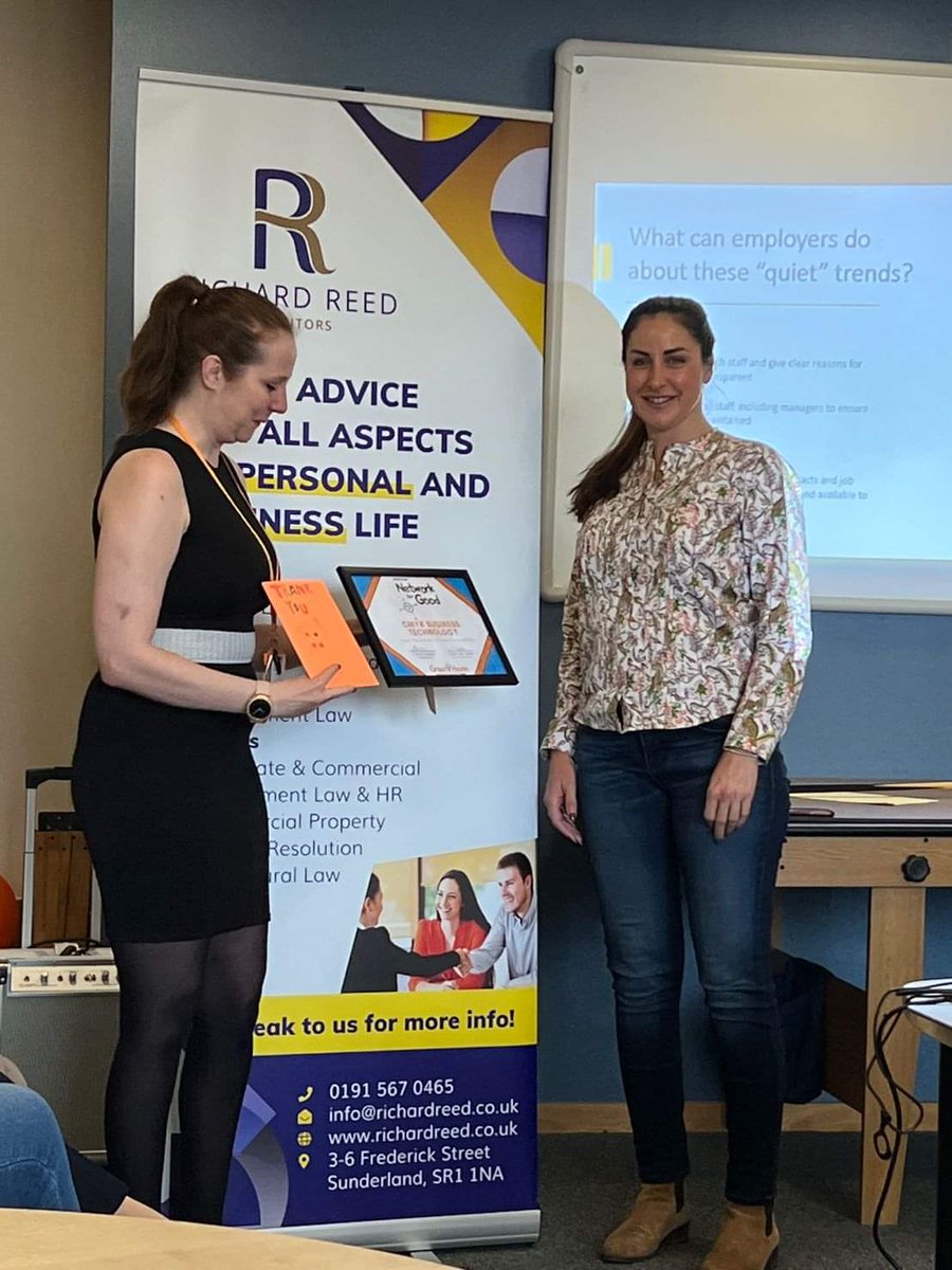 GraceHouse10's tweet photo. This morning we welcomed businesses to the October meeting of Network For Good
Our Guest Speakers were Amber & Kat from @RReedSolicitors who were talking about Quiet Quitting
We also congratulated Sarah from CMYK Business Technology who renewed their membership
#NetworkForGood https://t.co/Lod22bGNtq