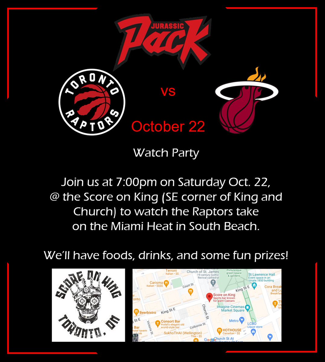 If you are a @Raptors @nbatopshot collector, or you're interested in learning more about Top Shot, come on out and watch the Raptors vs Heat game on Saturday night with @TheJurassicPack! We'll have food, drinks, and Top Shot and Jurassic Pack prizes! 🦖🥳
