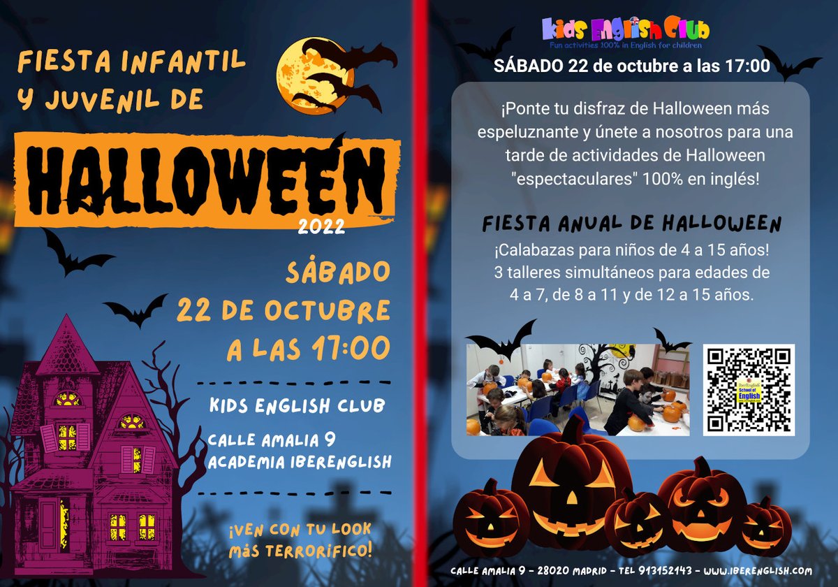 IberEnglish's tweet photo. Muchas gracias por registrar a su hijo, hija o hijos en nuestra fiesta de HALLOWEEN. Tenemos todo preparado para recibirlos ¡La bruja y las calabazas!
Tenemos planeada una tarde terrorífica con talleres de calabazas, con música y juegos. ¡ MERIENDA INCLUIDA! https://t.co/sYUmFWEGLY
