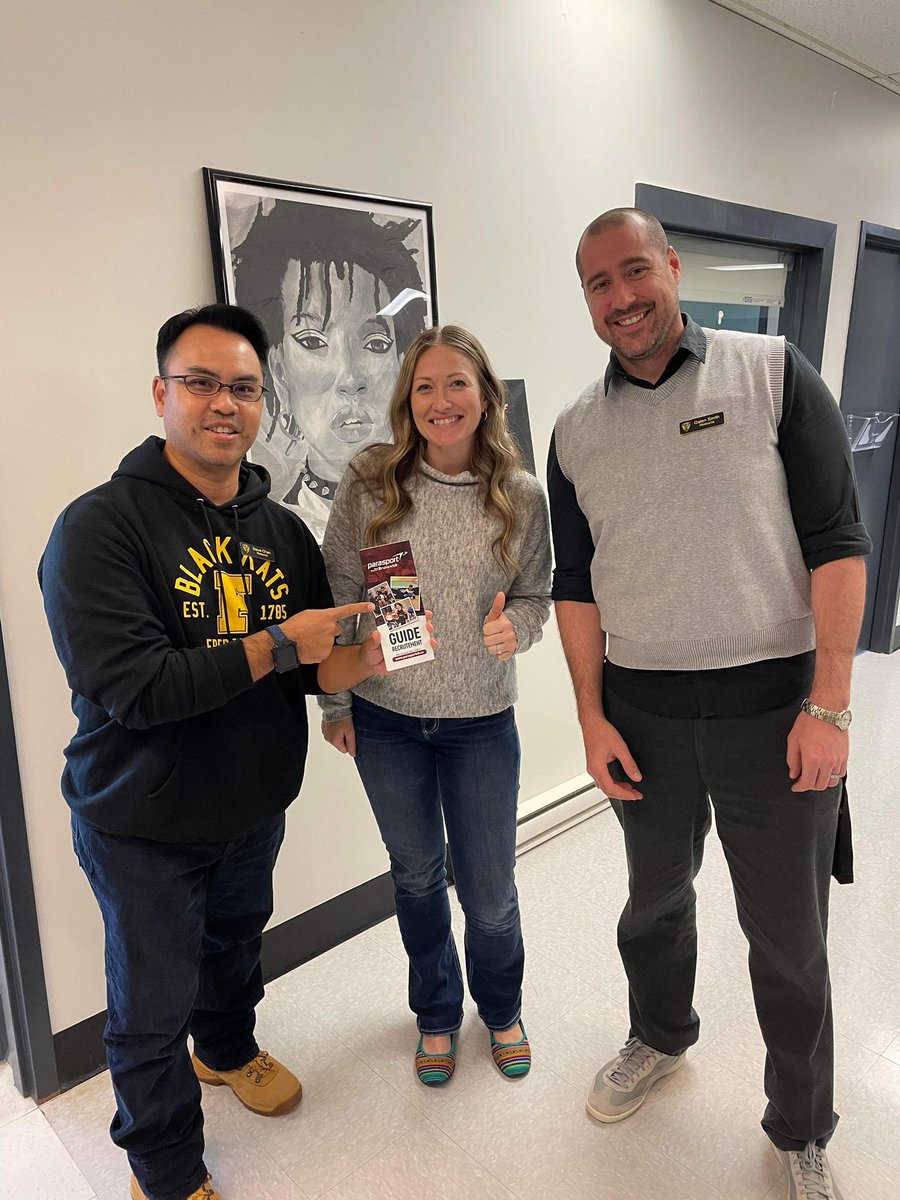 MDJMcCarthy78's tweet photo. Steve Chan and Galen Smith met with Sally Hutt, Executive Director of Parasport NB to learn more about the Unified Basketball Program at FHS! #gokatsgo #FHSResource https://t.co/4gTBdExMdF