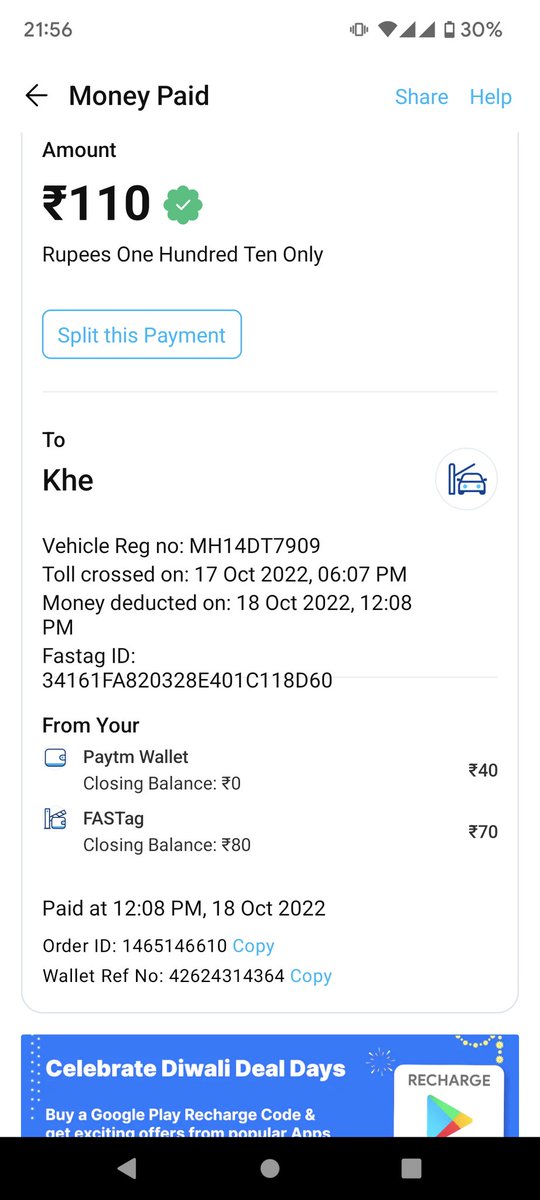 Have paid toll at Khed Shivapur Plaza, still the app is asking me to add more money so that toll can be paid! Tried calling and raising in app ticket and that isn't helpful at all. <a href="/Paytm/">Paytm</a> <a href="/Paytmcare/">Paytm Care</a> <a href="/PaytmMoney/">Paytm Money</a> <a href="/PaytmBank/">Paytm Payments Bank</a> do something!