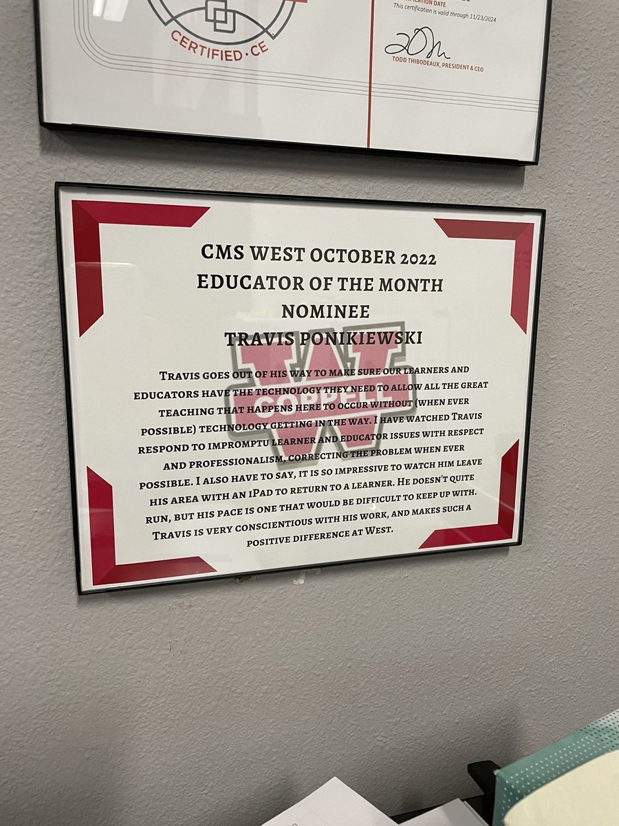PjetrovicWest's tweet photo. Our campus technician was nominated for our Teacher of the Month😀 Travis, we could not have survived the first few months without all the tech support!  #westfam https://t.co/dH0i7drkbI