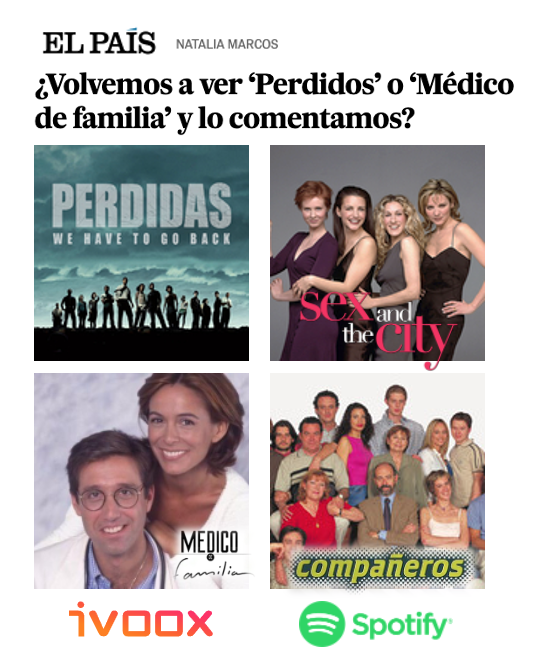 LuismiPedrero's tweet photo. ‘Perdidos’, ‘Médico de familia’, ‘Sexo en Nueva York’, ‘Compañeros’... Series de ayer para ver de nuevo ¡y comentar en un #podcast! @cakivi destaca en @el_pais propuestas de #audio que revisitan con humor y nostalgia historias que marcaron una época 

🔗 https://t.co/5WUD6tLbLk https://t.co/NttU7CnA9v