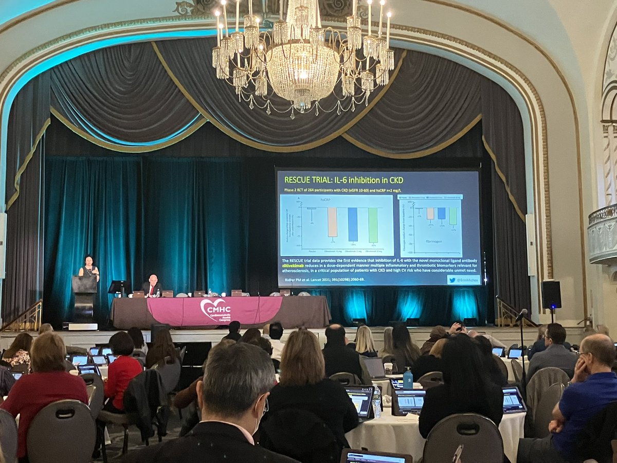 Here is @ErinMichos reviewing some phase 2 IL-6i data at @CMHC_CME. All eyes on ZEUS 👀 clinicaltrials.gov/ct2/show/NCT05… @novonordisk