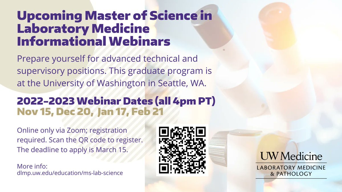 Applications are now being accepted for our Master of Science in #LaboratoryMedicine #GraduateProgram! This program prepares you for advanced technical and supervisory positions. Learn more at buff.ly/3MIizFX @UWGradSchool @PolyakSteve