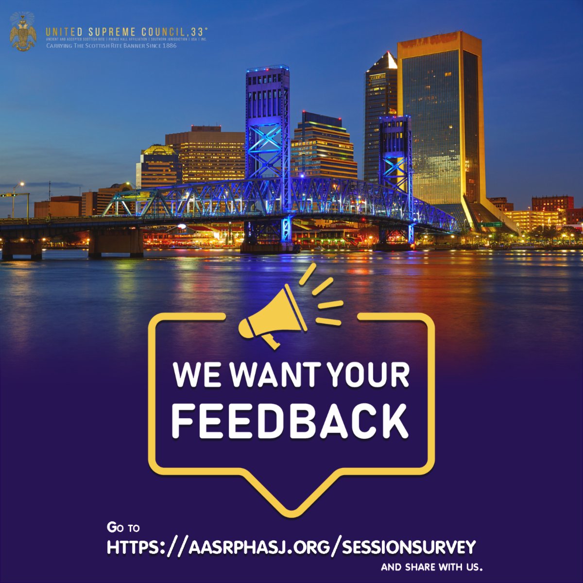 uscphasj's tweet photo. Thank you for attending the 136th Annual United Supreme Council Session, and we hope you enjoyed your time amongst our Fraters and Loyal Ladies. We want your feedback on your overall experience. Navigate to https://t.co/P0s6V1YZGw and share your experience with us. https://t.co/ZVfQxwA3LV