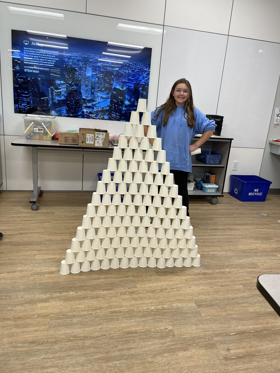edison_stem's tweet photo. Celebrating the completion of our Mission to Mars unit with an epic cup stacking challenge #planfirst #success #stemd69 @MrOScience https://t.co/uDSrGS2FvG